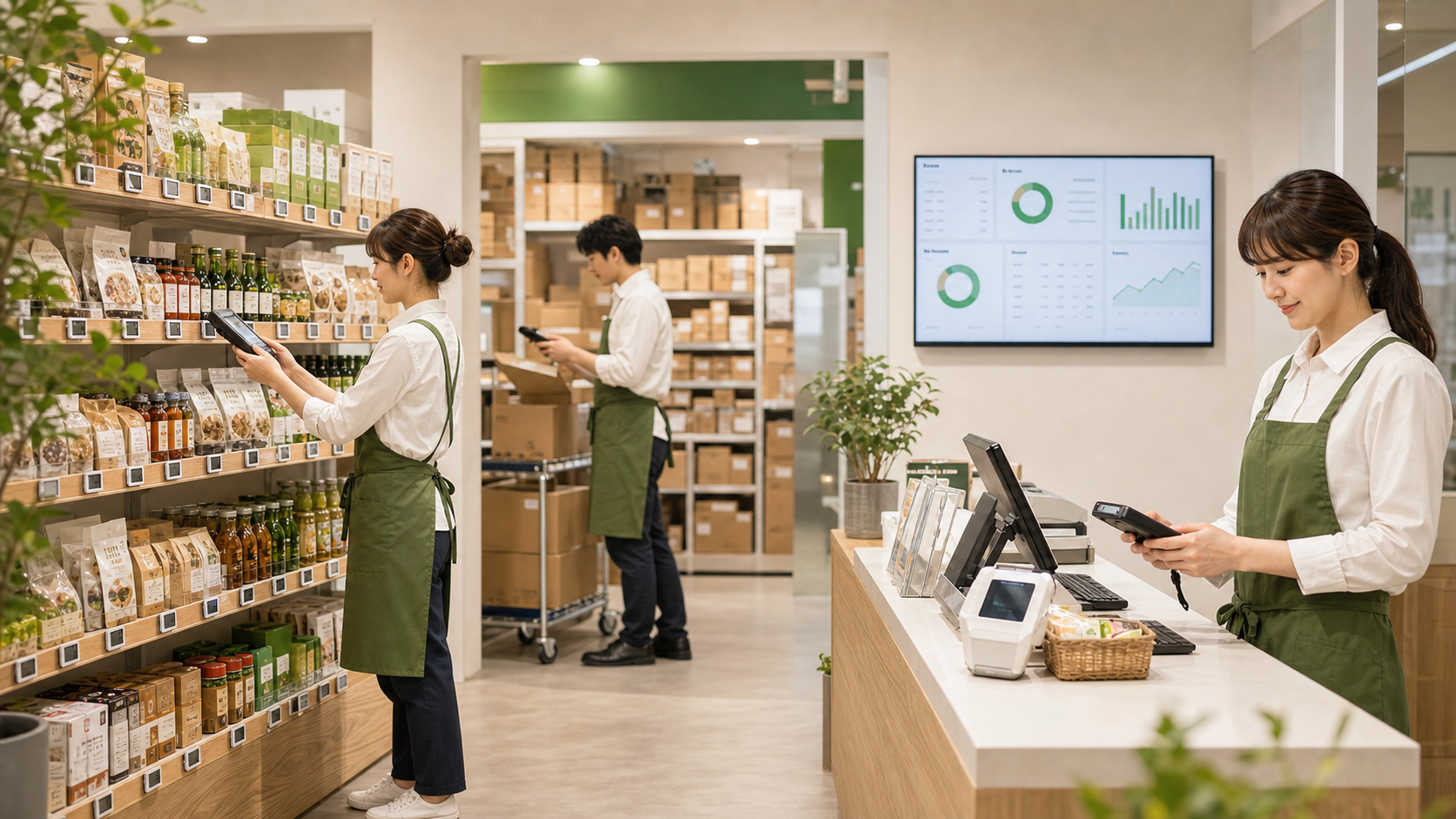 卖场、后场、POS、数据确认相连接的门店 DX 应用场景